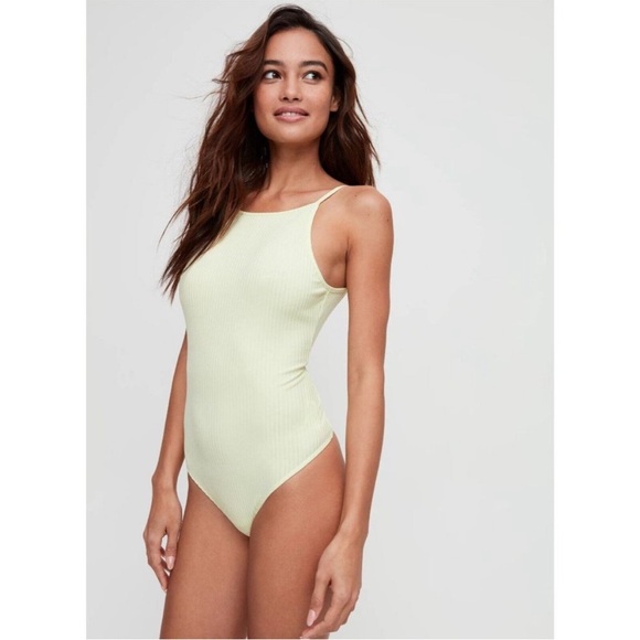 Aritzia WILFRED Annecy Black Ribbed Square Neck Thong Bodysuit, Size M - Picture 10 of 15